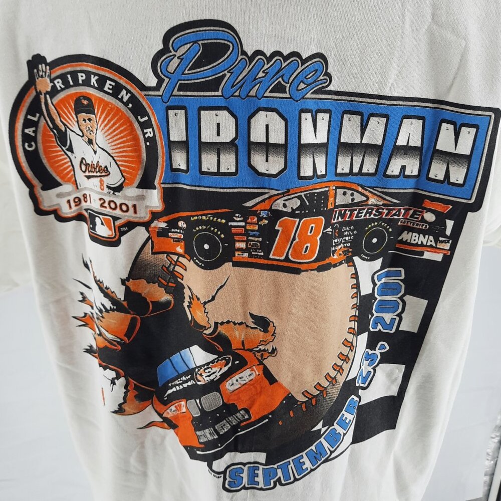 Vintage NASCAR Bobby Labonte Cal Ripken Jr T-Shirt Men's XL Ironman 2001 MBN